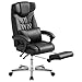 SONGMICS Erstellt, Luxus Bürostuhl mit klappbarer Kopfstütze ausziehbarer Fußablage Extra großer orthopädischer Chefsessel ergonomischer Gaming Stuhl schwarz OBG75B, Lederimitat, 91,4 x 66,4 x 37,4 cm