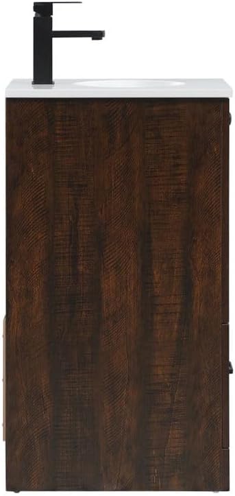 Elegant Decor Soma 18" Steel MDF Stone Single Bathroom Vanity in Natural Oak