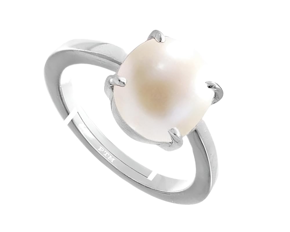 ptm Pearl/Moti 3.25 Ratti or 3 Carat Astrological Certified Natural Gemstone bis Hallmark 925 Sterling Silver Adjustable Ring for Women - nv4325-picture-27