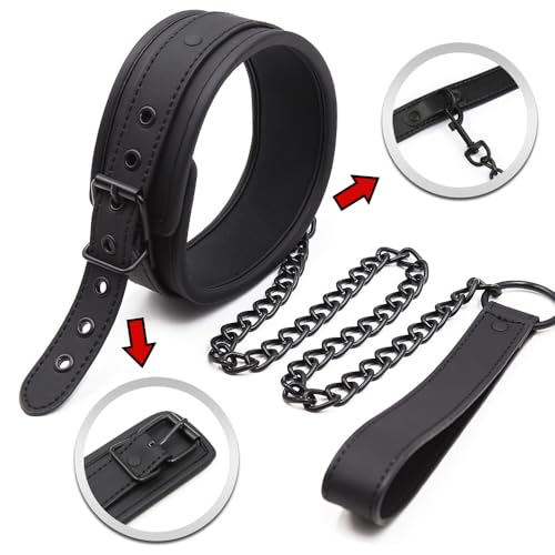 [YFFSFDC] 首輪 人間用首輪 リード付き チェーン 拘束具 SMグッズ 調教 調整可能 アダルトグッズ コスプレ 奴隷 おしゃれ 初心者向け 男女兼用 - 画像3