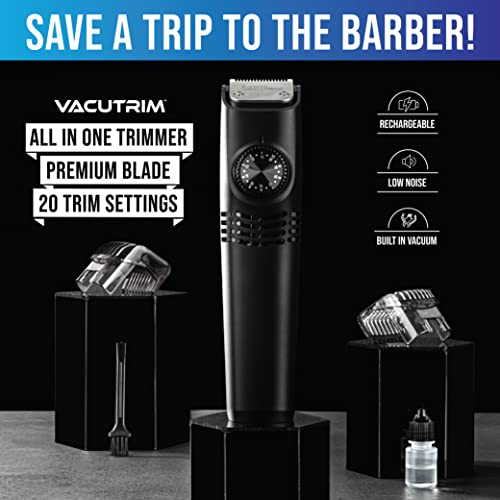 Vacutrim Deluxe Titanium Blade Cordless Hair Trimmer With Led Battery Display As Seen On Tv By Bell+Howell Professional Vacuum Powerful Suction Rechargeable Shaver For Men Beard Mustache Sideburn Body #TOP5