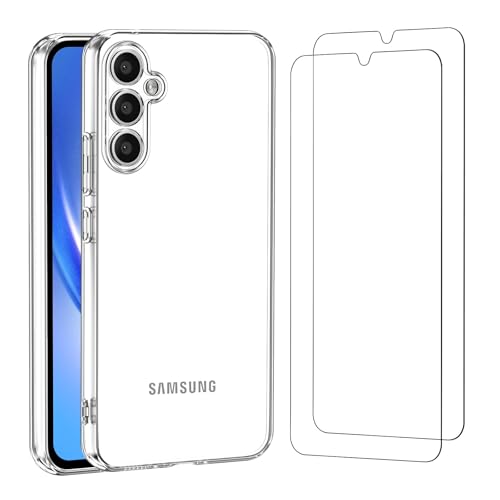 NEWC Hülle für Samsung Galaxy A34 5G - Super Transparent Silikon Weiches TPU Gel und 2 × Panzer Schutz Glas für Samsung Galaxy A34 5G - Ultrabeständig