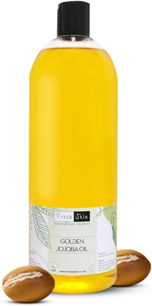 Golden Jojoba Oil - 1 Litre (1000ml) - 100% Pure & Natural - Unrefined, Cold Pressed & Vegan Friendly