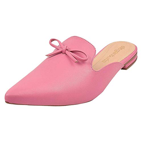 Mule Feminino Sapatilha Napa Rasteira Rasteirinha Bico Fino Moda Eleganteria Tamanho:35;Cor:Rosa