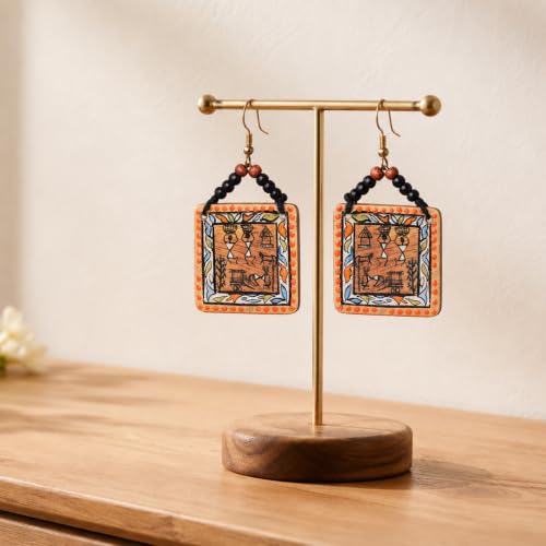 Image of Handcrafted Artistic & Tribal Earrings Collection for Women - Bohemian, Floral, Wooden & Ethnic Statement and Stud Designs