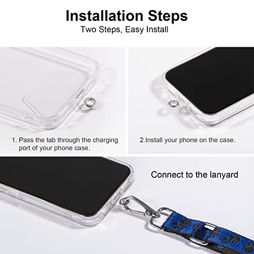 Maxcury Crossbody Patch Cell Phone Lanyard, Adjustable Neck Strap & Hand Wrist, 2 Pack Pads & 1 Pack Metal Key Ring, Silver Key Chain Holder Compatible For Name Tags Badge Id Card (Cute Cobalt) #TOP3