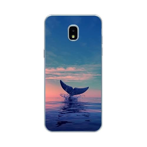 KARTXITAI Case Compatible with Samsung Galaxy J3 2018,Shockproof Slim Thin Silicone Protective Anti-Fingerprint Anti-Scratch Anti-Fall Phone Cover - Dolphins,Seaside