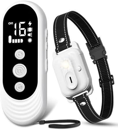 3300ft Dog Training Collar with Remote, Dog Shock Collar with Flash Light and Beep & Vibration & Safe Shock Modes, IPX7 Waterproof e Collar for Small Medium Large Dogs(10~120 lbs)