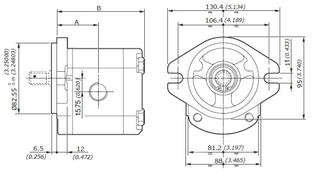 Galtech Bomba de engranajes hidráulicos, Gp2, 4.0CC, antihorario, entrada y salida BSP de 1/2 pulgada, SAEA 2Bolt 9th Spline