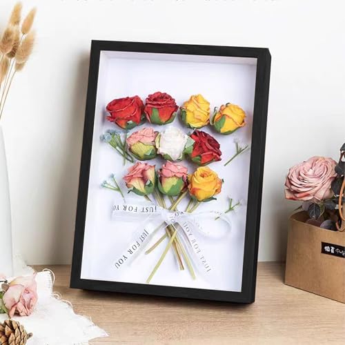3D Bilderrahmen zum Befüllen, Bilderrahmen Tief, 3D Objektrahmen Tiefer mit Transparente Acrylplatte für Foto Medaillen Geschenke Trockenblumen Vitrine Rahmen(23×32cm) (Schwarz)