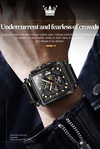 Image of OLEVS Square Watches for Men Chronograph Fashion Business Watch Luminous Waterproof Casual Wrist Watches