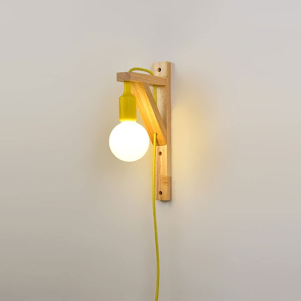 Luces geométricas de cabecera de madera y diseño escandinavo 7