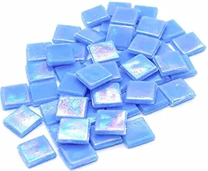 Sai Mosaic Art Coral Aqua Blue HK107 Glass Mosaic 15x15mm Tiles 100 gm Pack