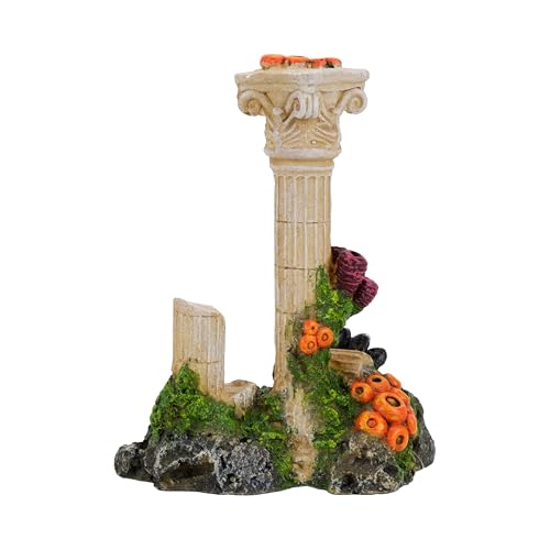 CLASSIC Décoration pour Aquarium Ruine Colonne Romaine - Style Temple Ancien - Décoration Aquarium - 145x90x178mm