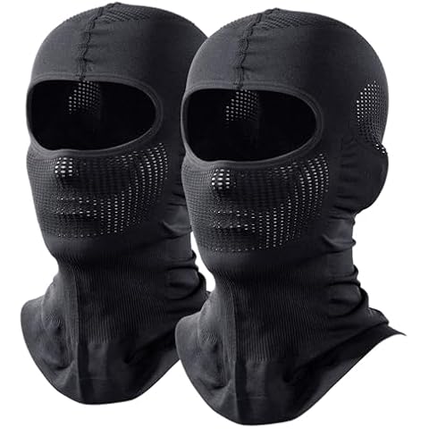 AXBXCX 2 Pieces Balaclava Ski Mask Men Breathable Face Mask for Men Women Motorcycle Fishing Skiing Cycling Black+Black Cover