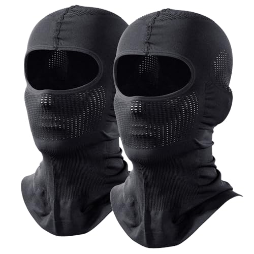 AXBXCX 2 Pieces Balaclava Ski Mask Men Breathable Face Mask for Men Women Motorcycle Fishing Skiing Cycling Black+Black