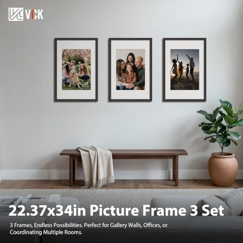 Image of VCK 22.375 x 34 Poster Frame 3 Pack, Black Wood, A2 Mat, for Poster Print
