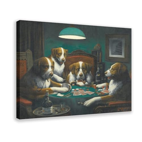 Toile chiens jouant au poker 1894 décoration murale salon et salle de jeux