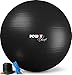 POWRX Pelota de Ejercicio 85 cm - Balón Ideal para Gimnasia, Yoga y Pilates - Anti-explosión con hinchador Incluido + PDF Workout (Gris Oscuro)
