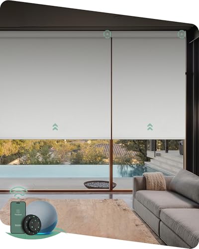 Yoolax Motorized Blinds with Remote, 100% Blackout Smart Blinds Work with Alexa, Google, Apple Home...