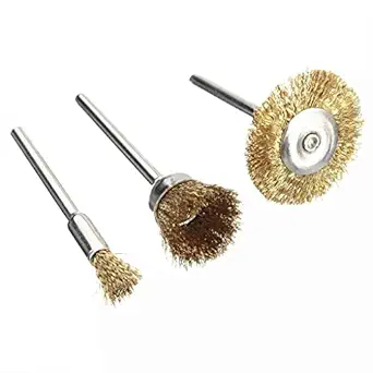 OSCAR 2.35mm Shank Brass Wire Brushes Steel Handle Polishing Tool For Metal & Non Metal surface Polishing, Derusting, Degreasing Burr, Polishing Etc Dremel Tools