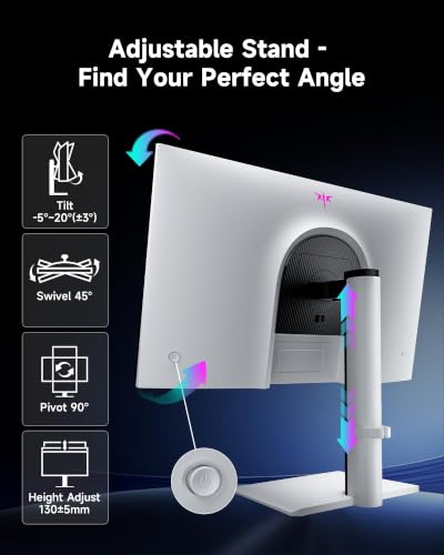 Image of KTC 27 Inch 240Hz Gaming Monitor 2K, QHD Monitor 275Hz Fast IPS, H27E6S | 1440P Computer Vertical Monitors, Built-in Speakers, HDR 400, Adaptive Sync, HDMI DP, Tilt Swivel Pivot Height Adjust, White