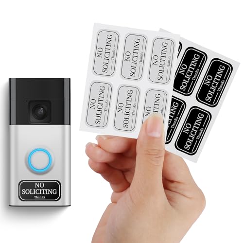 12 PCS Small No Soliciting Sign for House 1.4 x 0.8 Inches Self-Adhesive No Soliciting Sign with Glow in The Dark Stickers Compatible with Most Doorbells
