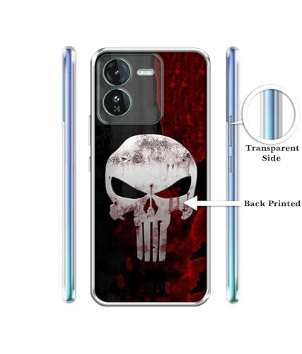 Image of Punisher Skull Design Printed Silicon Soft TPU Back Case Cover for iQOO Z9 5G, Multicolour