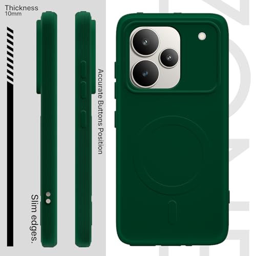Image of Pikkme Back Cover for Realme P4 Pro 5G Soft Matte Silicone Mag-Safe Design (Mag-Safe Not Support) Camera Protection | Slim Fit Bumper Cover (Green)