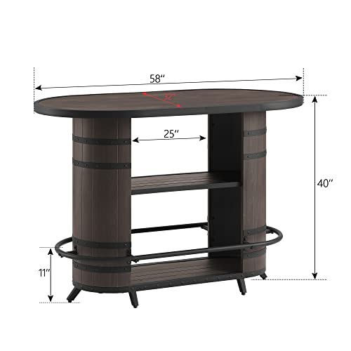 Ulax Furniture Patio Bar Set 5 Piece Outdoor High Bar Stool Bistro Set with Storage Bar Table and Four Wicker Stools - Image 7