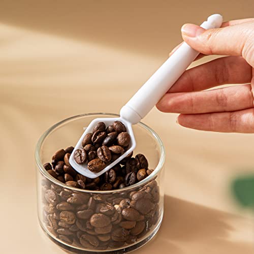 Domeeki 12 Pcs Scoop With Clip, Kitchen Sealing Clip, 2-In-1 Plastic Coffee Scoop And Bag Clip For Measuring Coffee, Tea，Protein Powder, Instant Drinks, Milk Powder, Oatmeal, Spices (White, 12) #TOP1