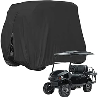 KISEER 4 Passenger 400D Waterproof Golf Cart Cover fits EZ GO Club Car Yamaha, Sunproof Dustproof (Black)