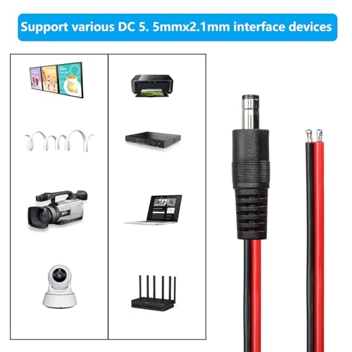 Image of BNC Connector With Copper Wire 16cm & DC Power Pigtail Male 16cm Cables With 2.1mm Connectors Barrel Jack For Cctv Camera Surveillance (5pcs Each (Total 10pcs)