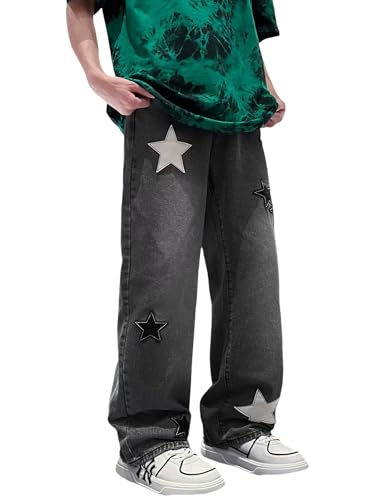 Men Baggy Jeans Y2k Aesthetic Baggy Star Pants Hip Hop Graphic Jeans Grunge Star Jnco Jeans Streetwear
