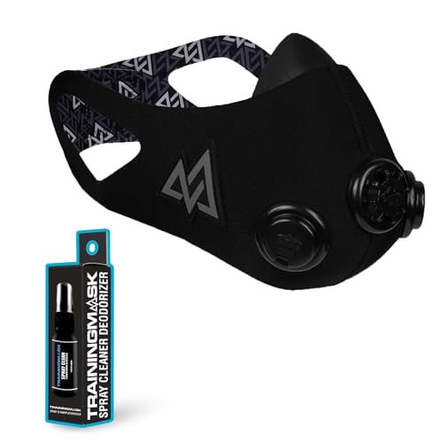 Elevation Training Mask 2.0 Blackout + Spray Clean - Multi-Patented with Clincal Studies for Stamina, Endurance, Running and More! (Small)