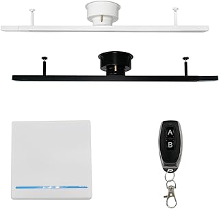 シーリング式レール リモコンタイプ スマートライト シーリングライト ダクトレール ライティングレール おしゃれ 天井照明 簡易取付 レール照明 ワイヤレススイッチ 無線スイッチ 黒 白 ブラック ホワイト レールライト用 引掛けシーリング用 (長さ100CM, ブラック壁掛け型)