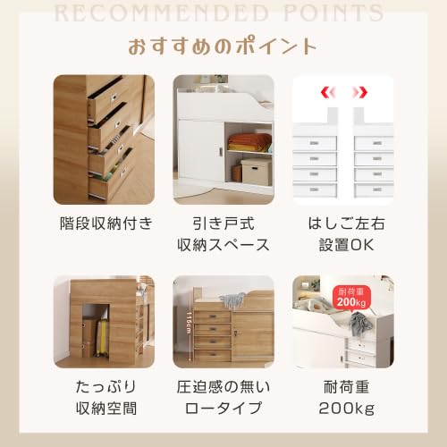 Amazon｜オーエスジェイ(OSJ) システムベッド ロフトベッド 階段付き S