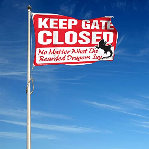 Drapeau Bearded Dragon Keep Gate Closed pour passionnés de reptiles