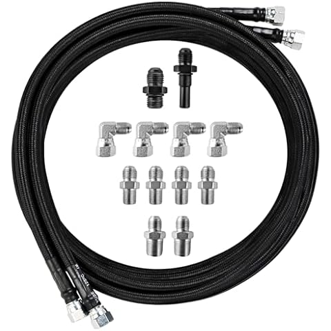 MuRealy Automotive Replacement Transmission Cooling Lines - Upgraded 6AN 70-inch Black Nylon Braided Hose, Compatible with GM Chevy Ford Turbo 700R4 4L60E 4L65E 4L80E Cover