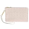 TIESOME 18cm Monederos de paja para mujer, bolso de mano tejido de paja, bolso de mano de verano para la playa, bolso de paja con cremallera, bolso boho de mimbre, Blanco