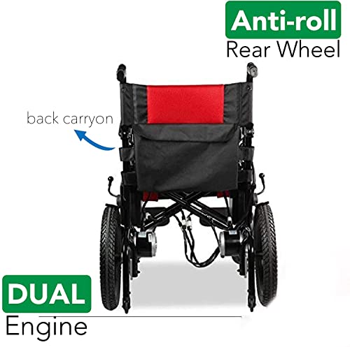 Alton All Terrain Heavy Duty Powerful Dual Motor Foldable Electric Wheelchair Motorized Power Wheelchairs Silla De Ruedas Electrica Para Adultos. Supports Up To 265 Lbs - Weight 99 Lbs (Red) #TOP4