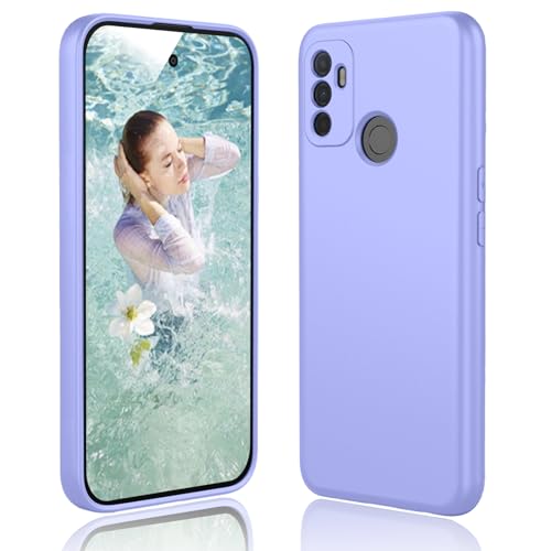DESSEN Cover per Oppo A53 / A53s - Liquido Silicone Custodia Antiurto Protezione Case Sottile e Morbida TPU Bumper con Fodera Microfibra Antigraffio, Viola