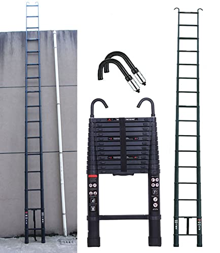 Aluminum Telescopic Roof Hook Ladder Heavy Duty for Home Small Renovation Project Step Ladder with Roof Hook Loft Ladder for Attic Loft Work Place Multi-Purpose Extension Ladder(20.3FT)
