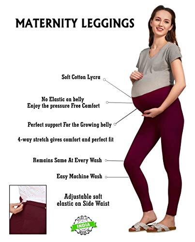 Image of Women's Cotton Lycra Over The Belly Maternity Leggings for Pregnant Women for Pre & Post Pregnancy