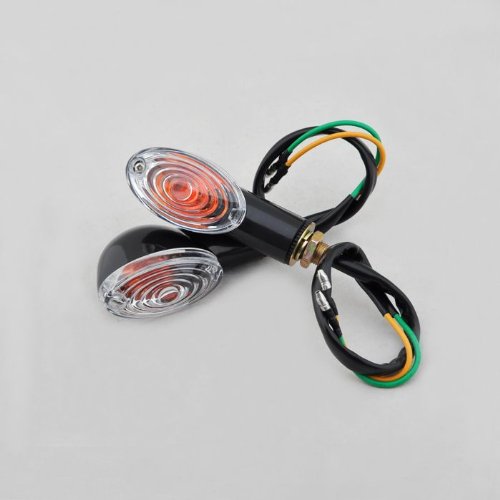 Rhegene Motorcycle 12V Orange Mini Turn Turning Signal Light Lamp Pair Left & Right Black Shell Screws Size:10 mm