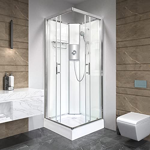 Vidalux Pure E Square 800 x 800 White Electric Shower Cabin LuxMTL9.5KW