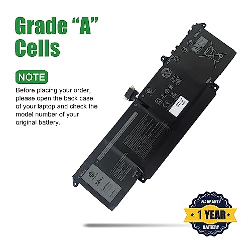 Image of P83V9 Laptop Battery Replacement for Dell Precision 5470 5480 5490 Series Notebook 0CDTT2 CDTT2 YXP8T Black 15.4V 72Wh 4442mAh