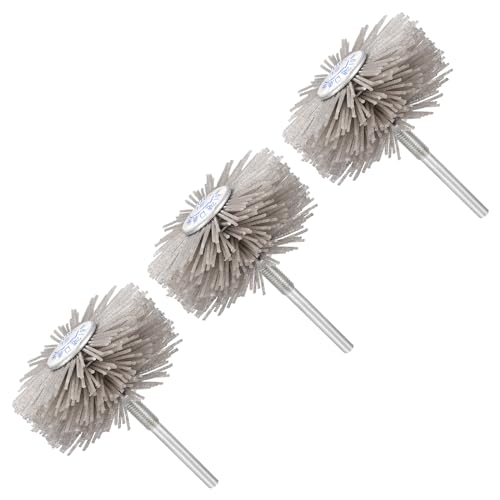 CoCud Spazzola a Ruota in Nylon Abrasivo, Grana 80, Attacco da 1/4, Ruote in Nylon - (Applicazioni: per LucidaturaLevigatura), 3 Pezzi