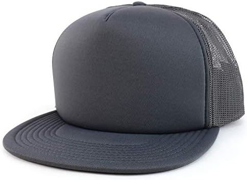 Armycrew Oversized XXL 5 Panel Flat Bill Foam Trucker Mesh Back Baseball Cap