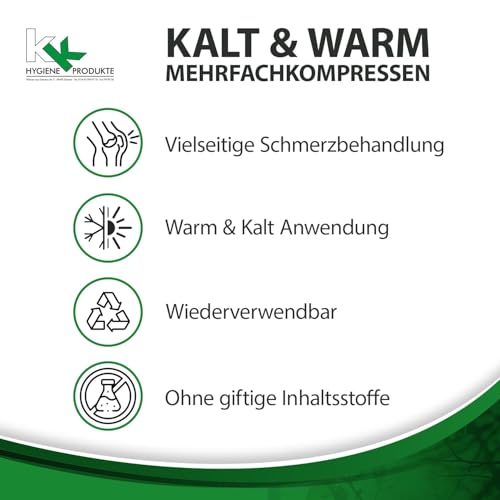 KK Kalt-Warm Kompresse 9 × 16 cm – 10er-Pack Wiederverwendbare Therapie-Kompressen für Kälte- & Wärmeanwendungen bei Prellungen, Verstauchungen, Gelenk- & Zahnschmerzen, Rücken, Schulter